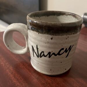 Clay In Mind VTG Coffee Mug 80’s Hand Thrown Speckled “Nancy” Personalized Name